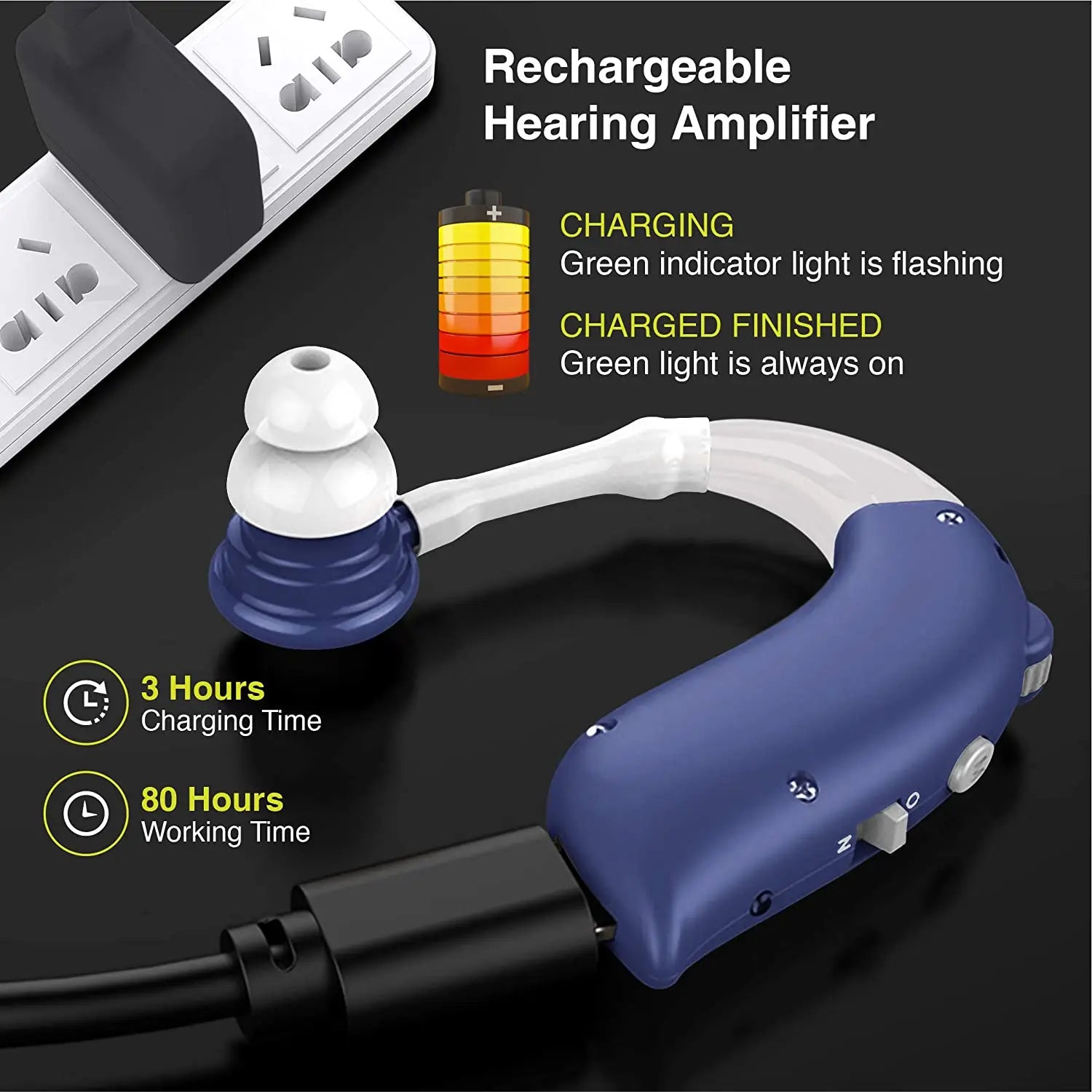 ClearSound Essential hearing amplifier with charging case