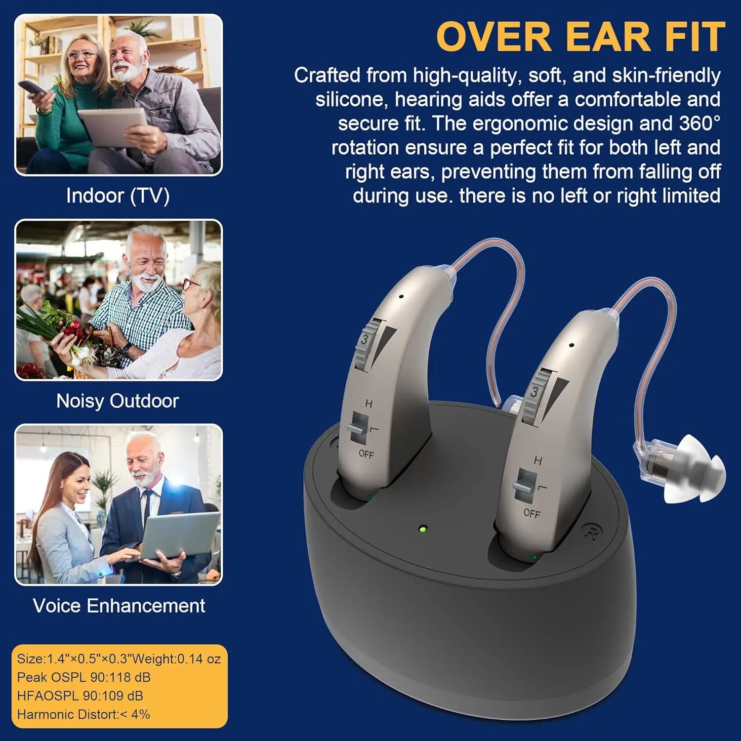 ClearSound Max hearing amplifier worn behind ear